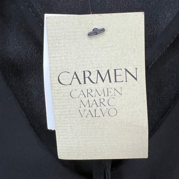 Carmen Marc Valvo Top Womens S Black Chiffon Ruffle Lightweight Coquette Blouse - Picture 15 of 16